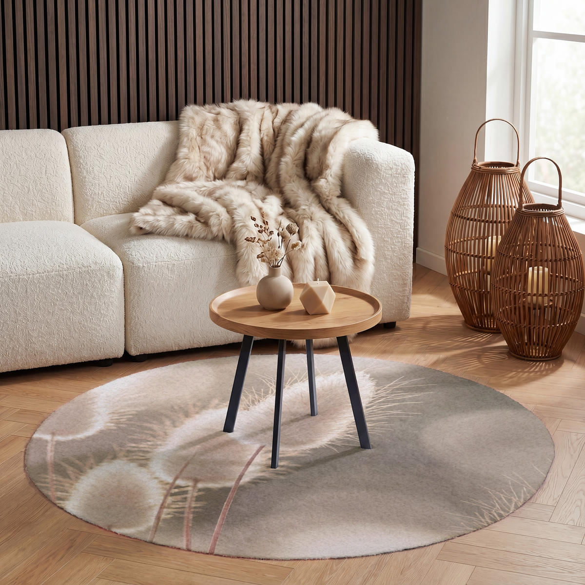 KOBERCE - Chvostoskok - Biely - Slnečné svetlo - 120x120 cm - béžová, textil/plast (120/0.4cm) - OnlyWow