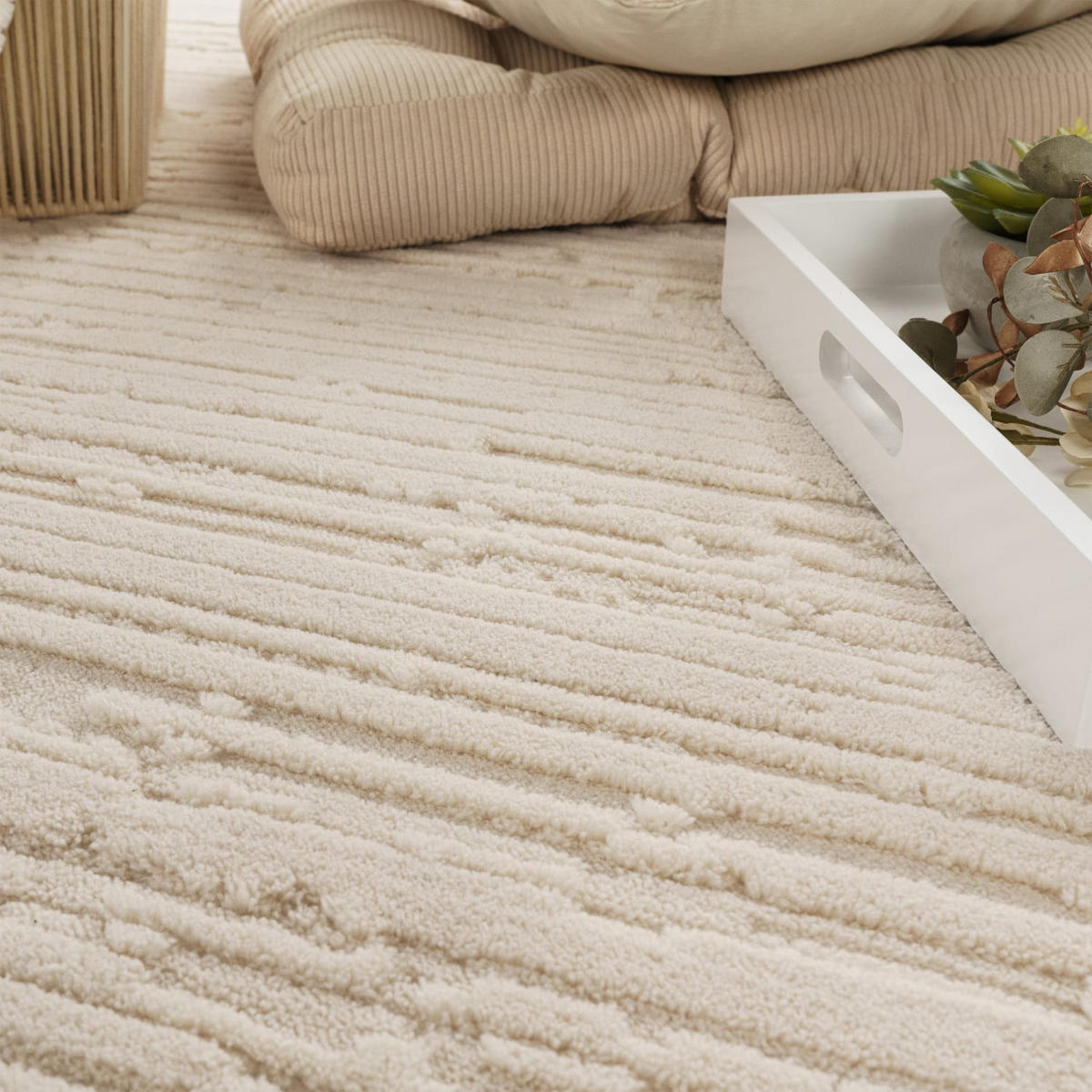 STRUKTURTEPPICH, mit Struktur, Creme, 160 x 220 cm - Beige, Textil (160/220cm) - KADIMA DESIGN