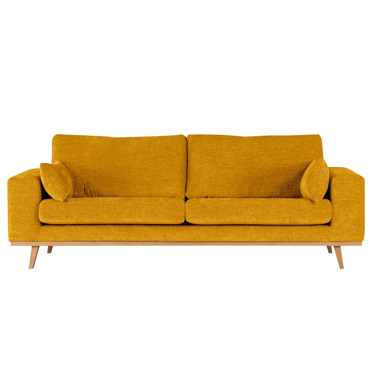 2-SITZER SOFA - Gelb/Buchefarben, Buchenholz/Textil (197/81/88cm) - home24