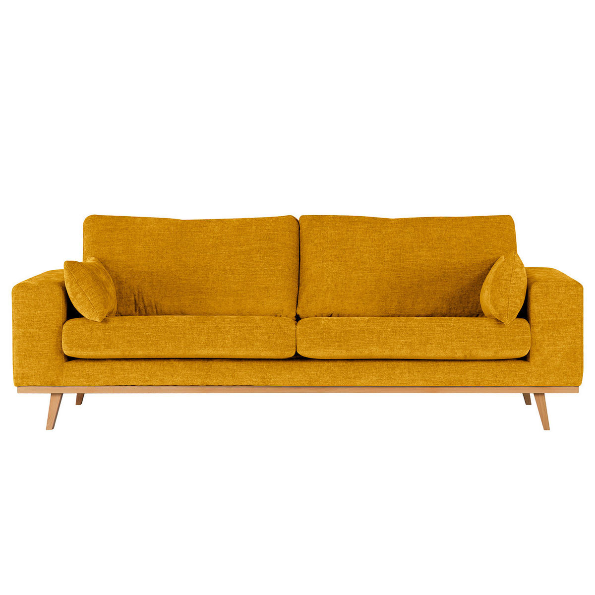 2-SITZER SOFA - Gelb/Buchefarben, Buchenholz/Textil (197/81/88cm) - home24