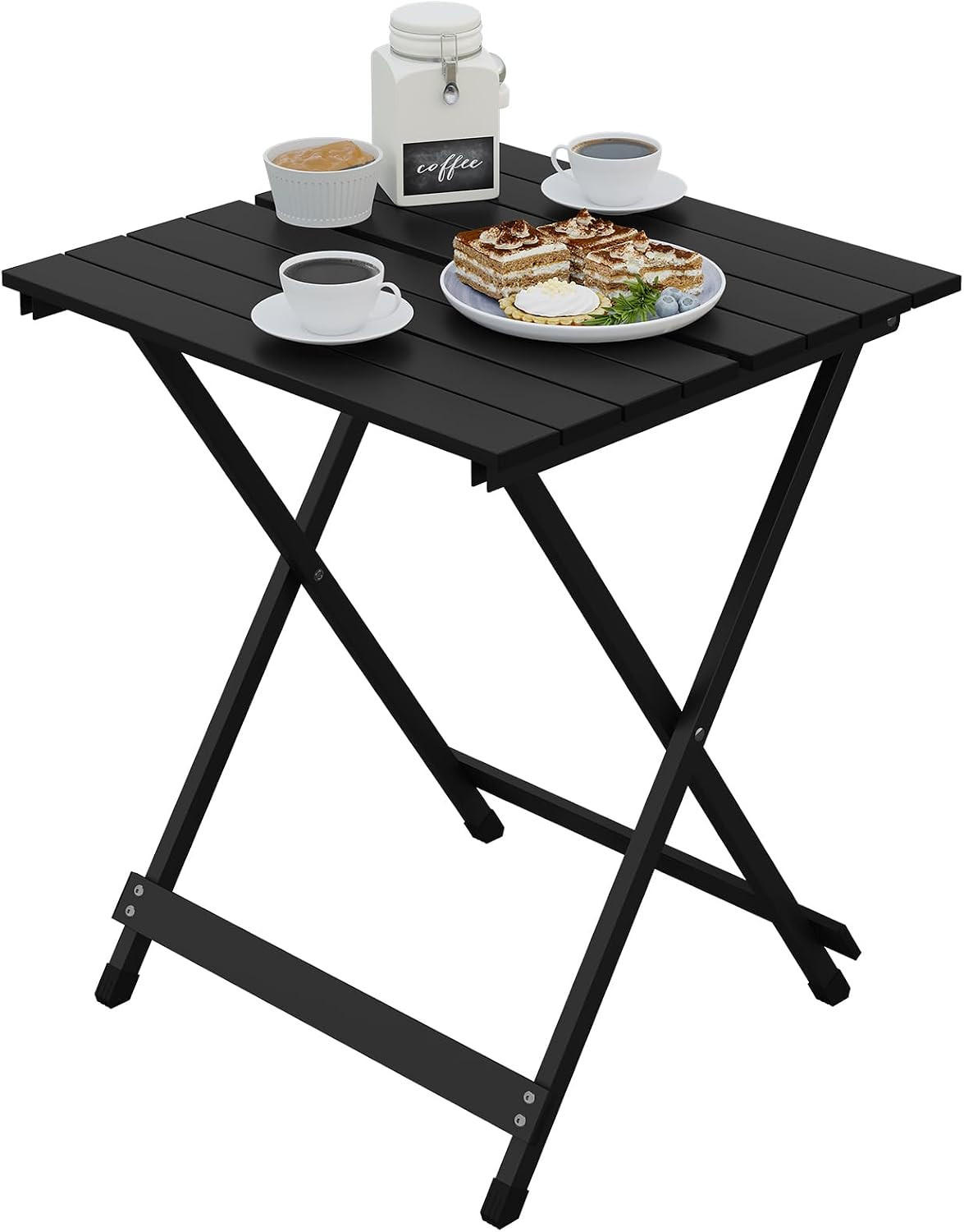 KLAPPTISCH Aluminium 50,5 x 47 x 59,5H cm Schwarz - Schwarz, Metall (47/50.5/59.5cm) - Woltu