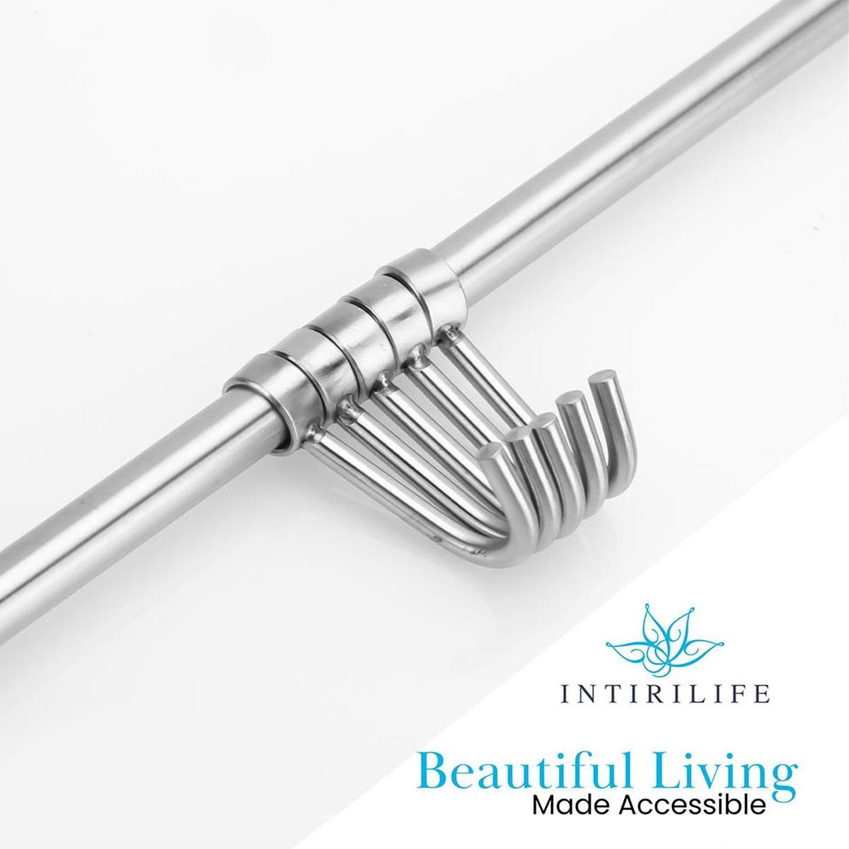 KÜCHEN HÄNGELEISTE mit 5 Haken - Silberfarben, Metall (3.4/2.2/36cm) - Intirilife