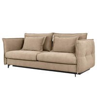 SCHLAFSOFA - Webstoff - Hellbraun/Schwarz, Textil/Metall (256/101/115cm) - home24