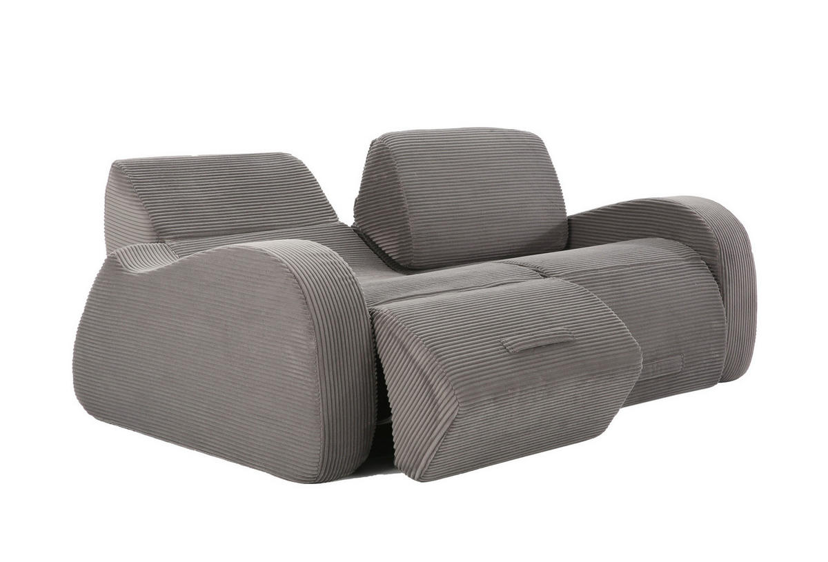 SOFA modular mit Schlaffunktion Cord Grau 3-tlg. - Grau, Kunststoff (115/76/247cm) - Meubliv