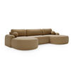 WOHNLANDSCHAFT Cloudy Beige, mit abgerundeten Seiten und Kissen - Beige, Holzwerkstoff (377/92/177cm) - Bettso