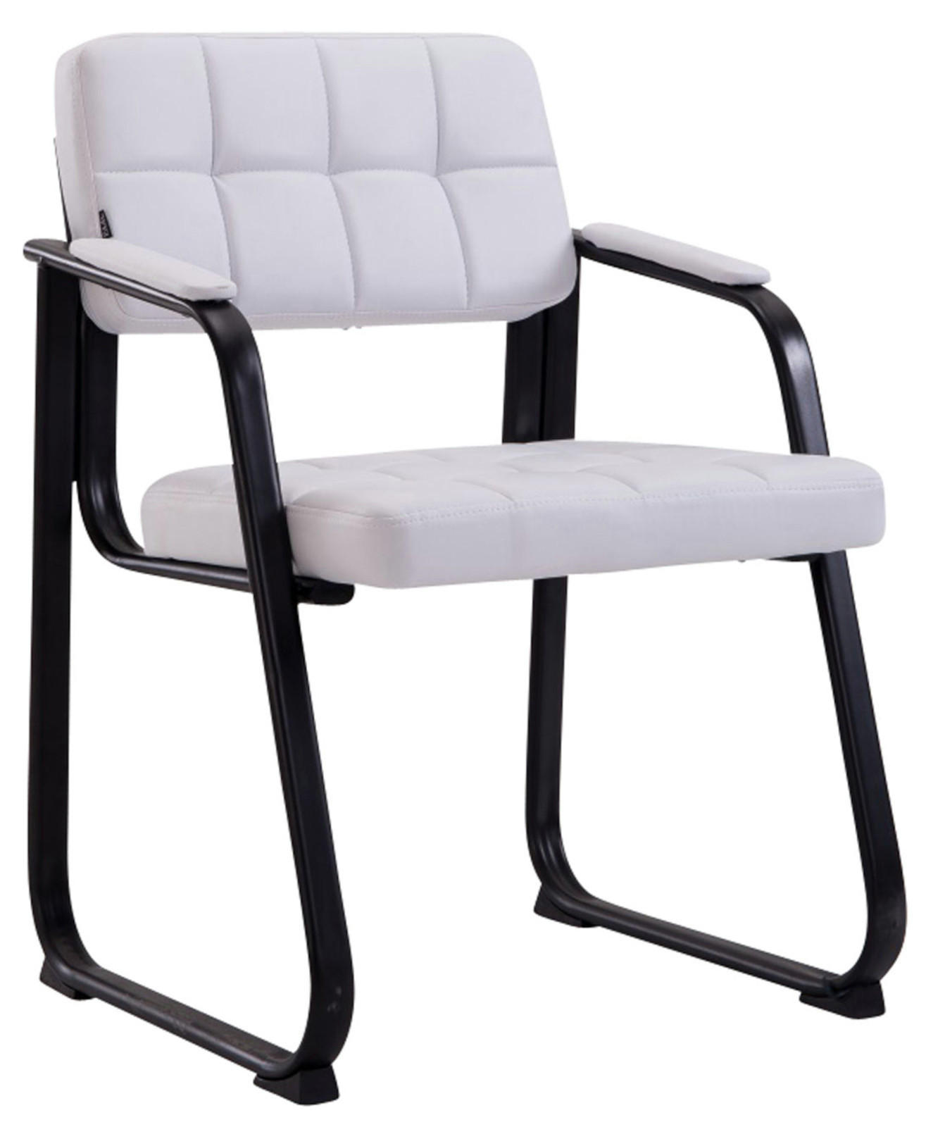 BESUCHERSTÜHLE Canam - 2er Set Kunstleder weiß - Schwarz/Weiß, Textil/Metall (59/84/58cm) - TPFLiving