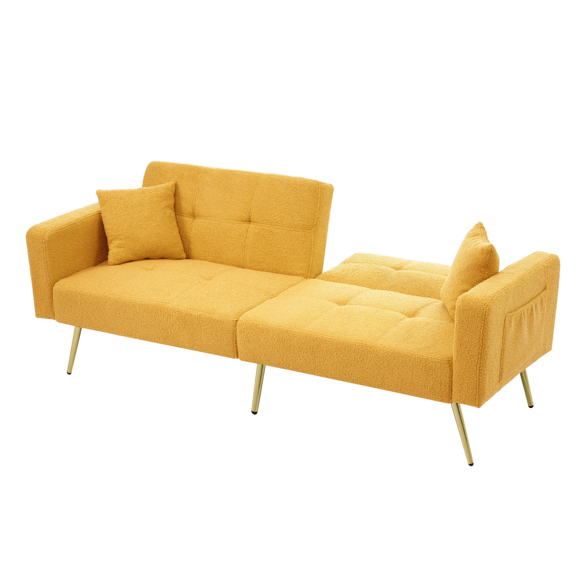 SCHLAFSOFA Lammwollstoff mit verstellbarer Rückenlehne 105–180 Grad Gelb 175/64/72 cm - Gelb, Textil (64/72/175cm) - Redom