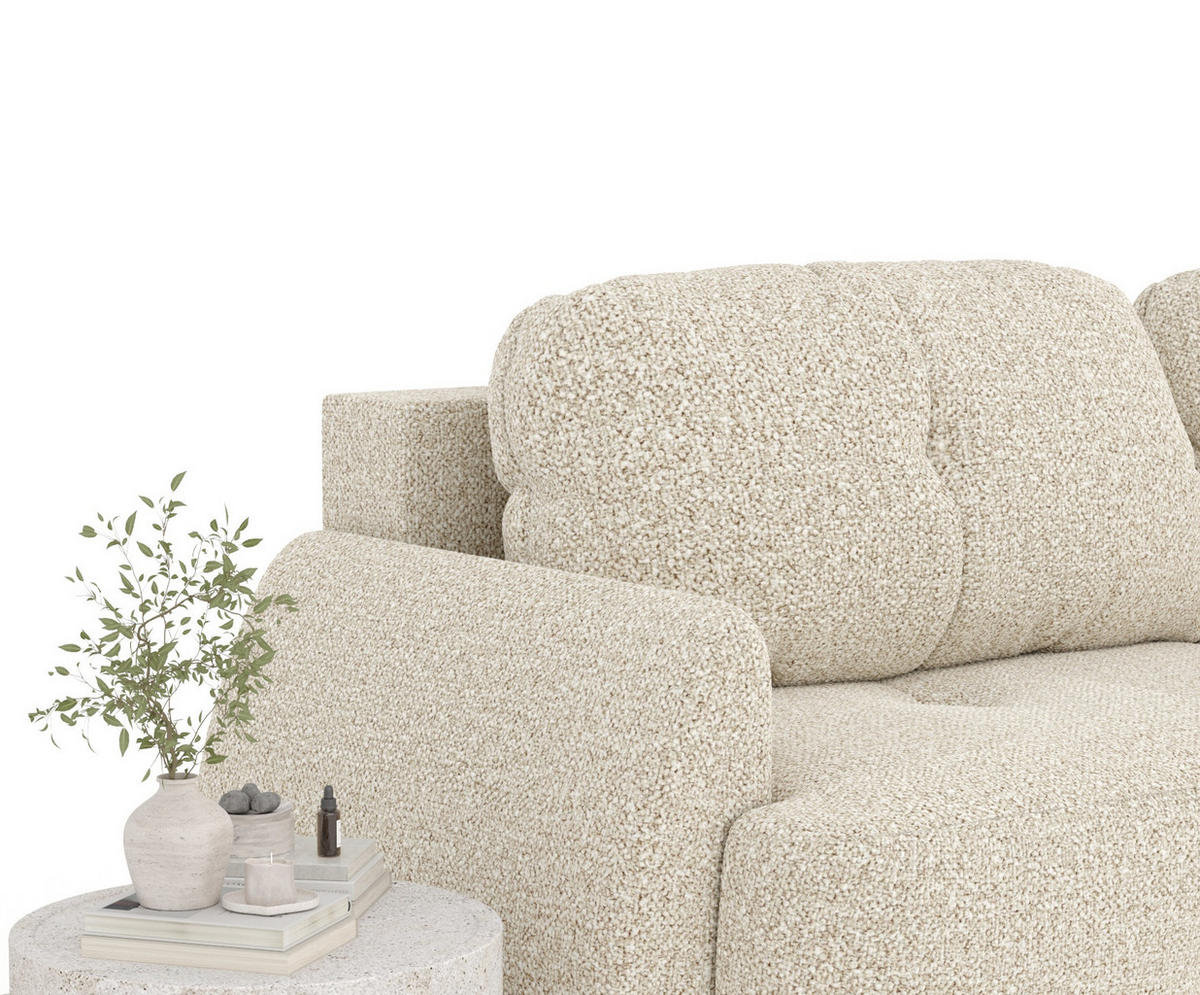 SCHLAFSOFA Loca Beige Plüschstoff - Beige/Schwarz, Holz/Holzwerkstoff (248/92/103cm) - Maison de Reve