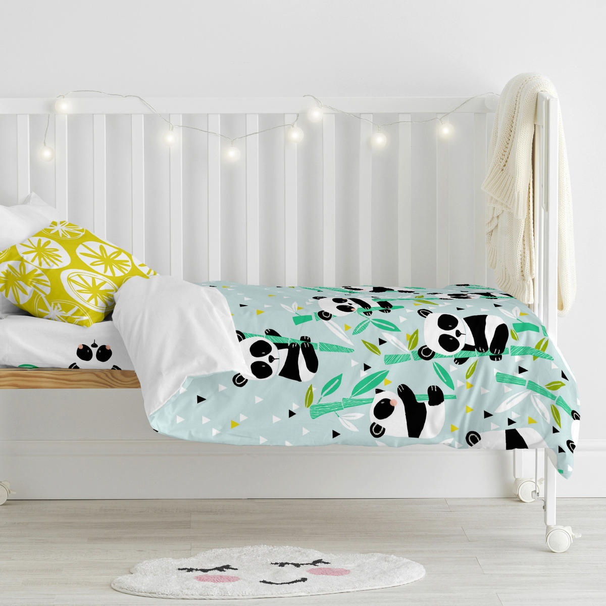 BETTBEZUG 2er-Set teiliges panda garden blue 100x120 cm (kinderbett) blau - Blau, Textil (100/120cm) - Happy Friday