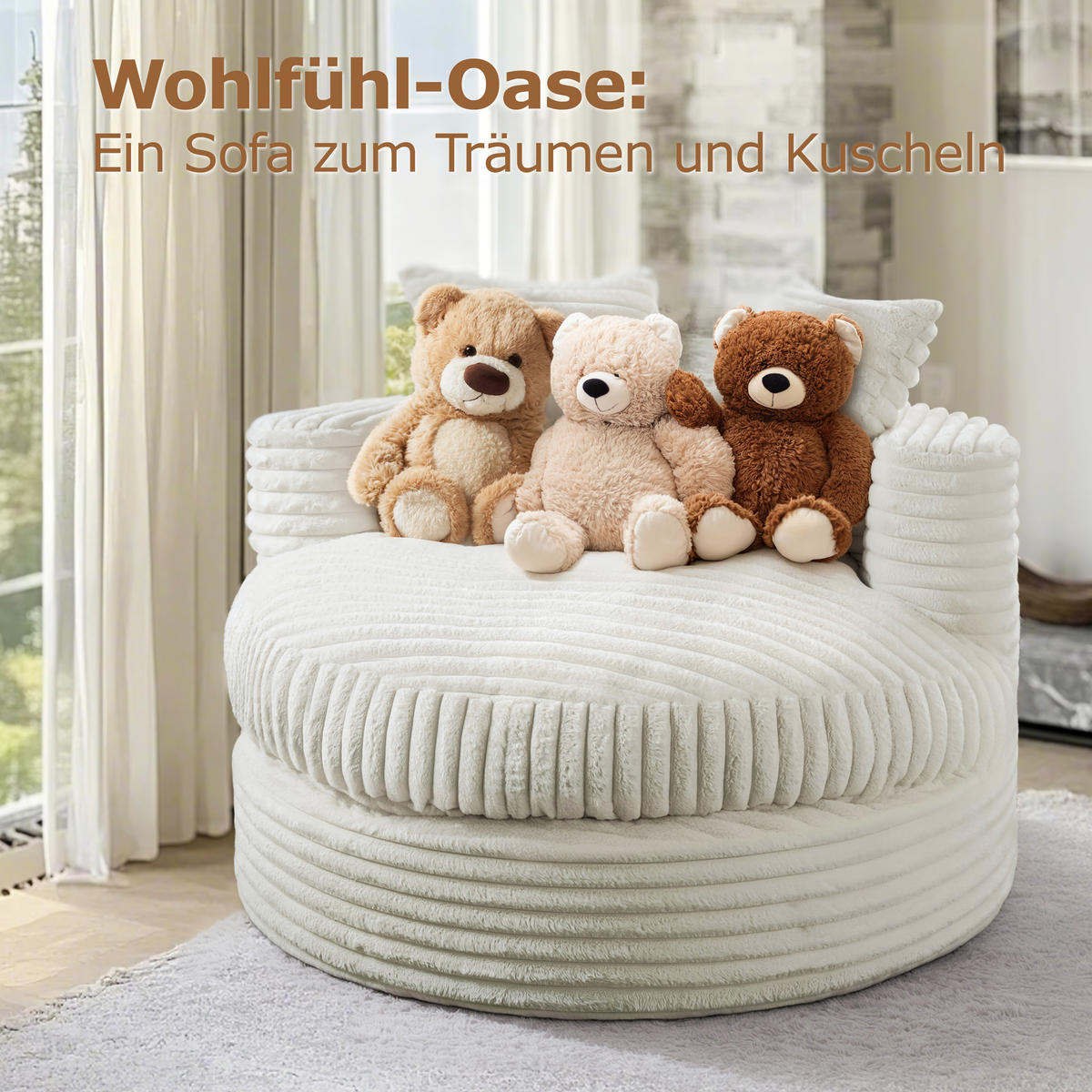 XXL-SESSEL Beige Cord - Beige, Textil (120/70/120cm) - Vercart