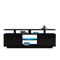 TV-SCHRANK 140cm 16-Farben LED Hochglanz Glasfach Schwarz - Schwarz, Holzwerkstoff (35/55/140cm) - FLIEKS