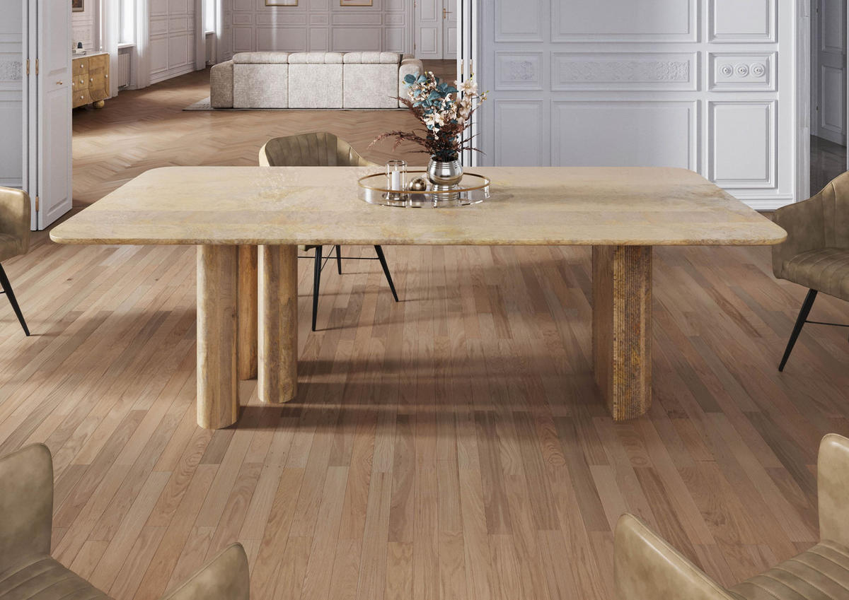 ESSTISCH Mango 240x100x77 natur lackiert FLORENZ #112 - Naturfarben, Holz (240/100/77cm) - Massivmoebel24
