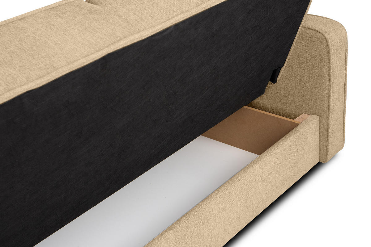 SCHLAFSOFA ORIO 3 Personen, Chenille-Stoff, Creme - Creme, Textil (219/90/90cm) - KONSIMO®