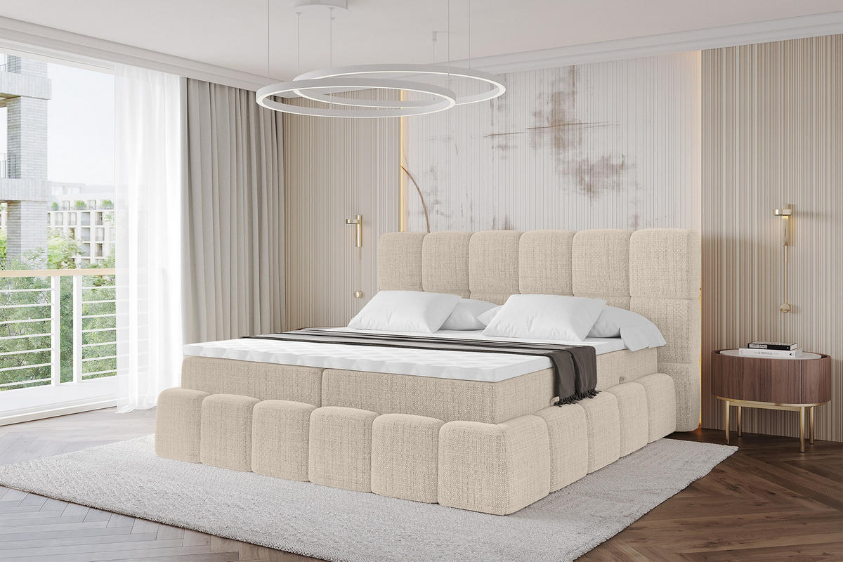 BOXBETT - AURI-H3 - 120x200 Beige Aragon - Ecru, Holzwerkstoff (120/200cm) - ALTDECOR