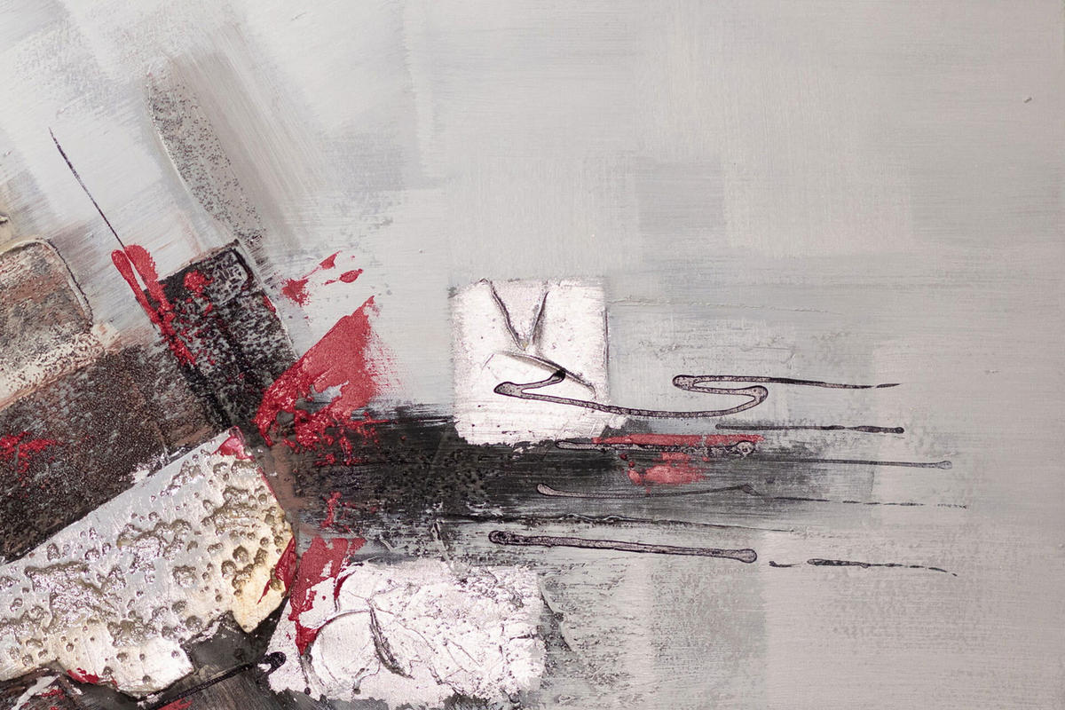ACRYLBILD HANDGEMALT 140/70 cm - Taupe/Rot, Holz/Textil (2.06/70cm) - KUNSTLOFT