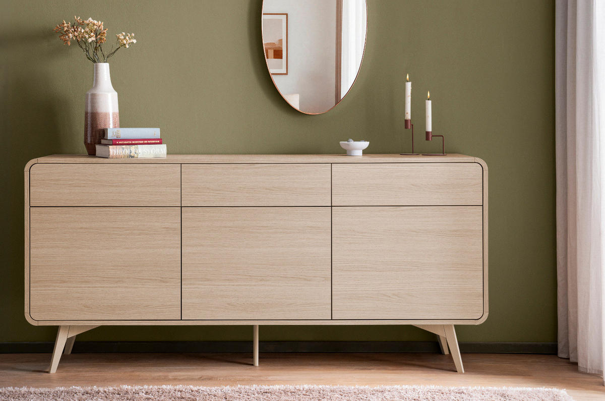 SIDEBOARD Eiche natur, Kommode 180 x 84 cm, Elverum - Eichefarben/Naturfarben, Holz/Holzwerkstoff (180/84/39cm) - Furn.Design