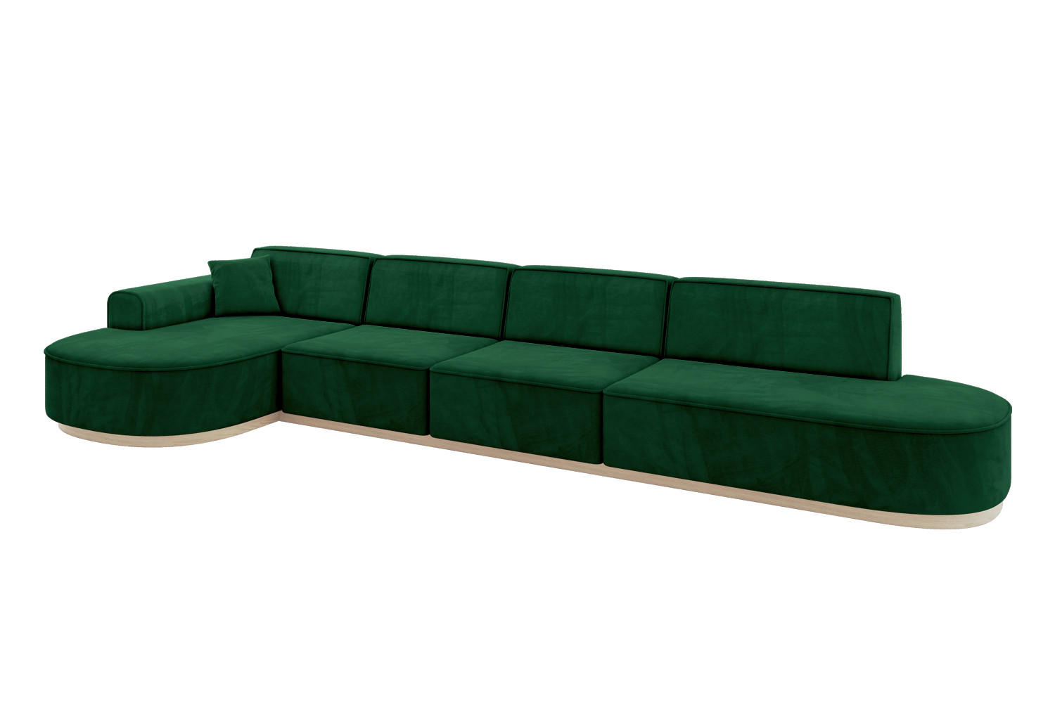 ECKSOFA Ottomane Links MARI-L3-v1 - 413x171x83 cm Dunkelgrün Velours - Dunkelgrün, Holzwerkstoff/Textil (413/171cm) - ALTDECOR