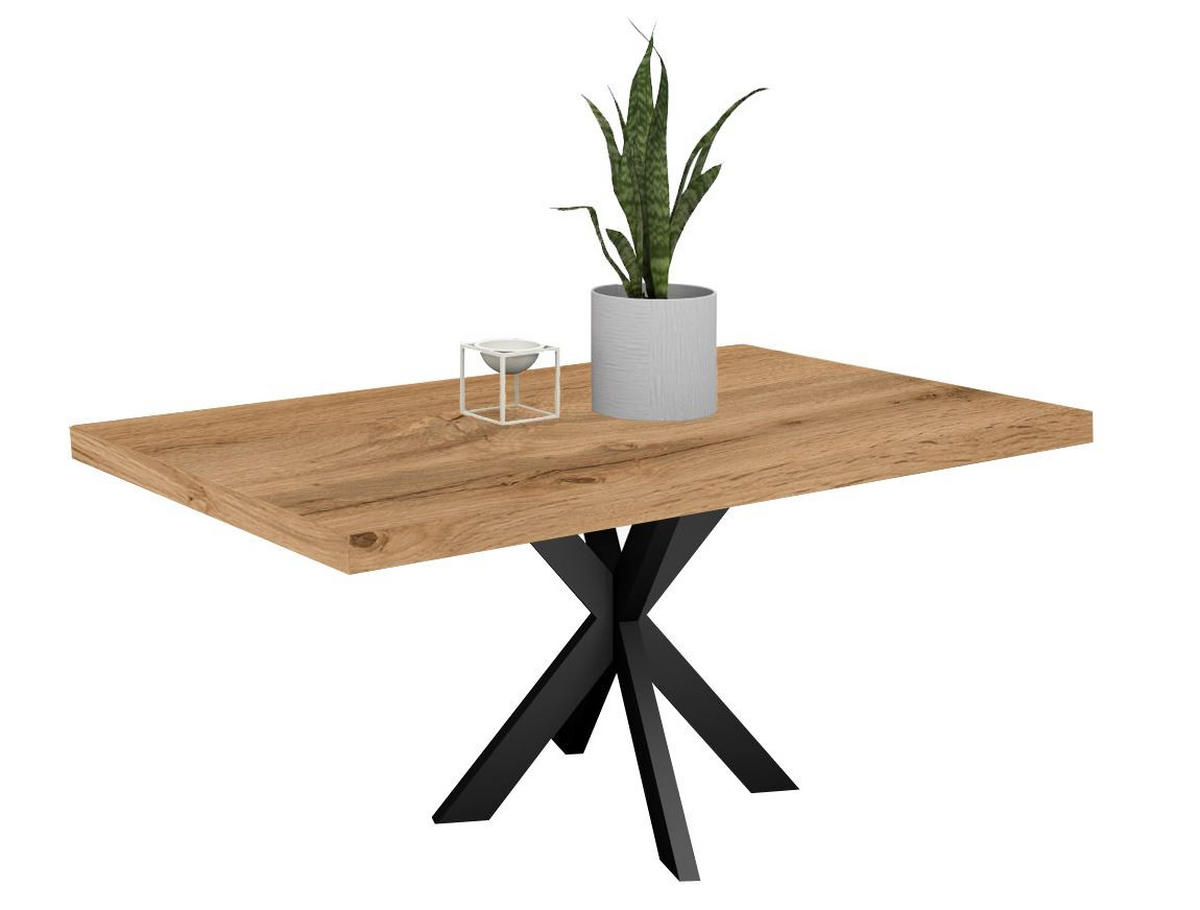 ESSTISCH Elgin 1 175x80x100 Metall+Holzwerkstoff Schwarz/Wotan Eiche - Eiche Wotan/Schwarz, Holzwerkstoff (175/100/80cm) - 58aufmkessel