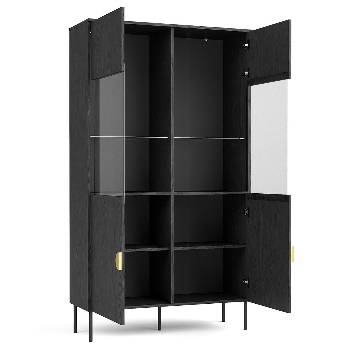 STANDVITRINE VIDIS Vitrinenschrank - Schwarz, Holzwerkstoff (107/188/40cm) - KONSIMO®