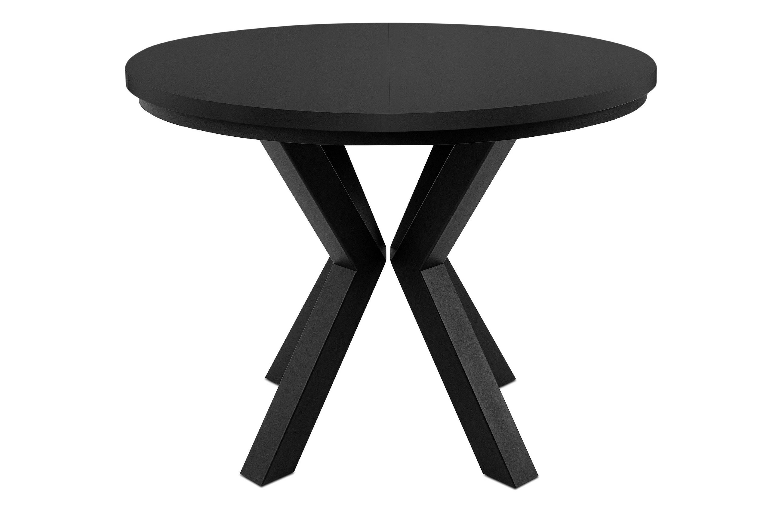 ESSTISCH ROSTEL Ausziehbar 100-140cm Rund, mattes Schwarz - Schwarz, Holz (100/140/75cm) - KONSIMO®
