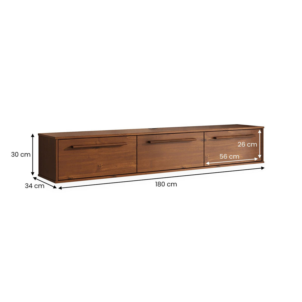 LOWBOARD TECCA Kastanie - Kastanienfarben, Holz (180/30/34cm) - IDIMEX