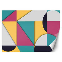 FOTOTAPETE, Geometrische Abstrakt Gelb Rosa Türkis 250x175 - Türkis, Textil (250/1cm) - Feeby