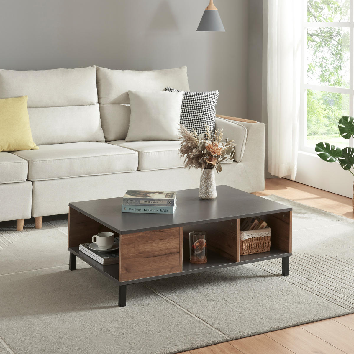 COUCHTISCH Leppävirta 33/90/60 cm - Schwarz, Holzwerkstoff (60/90/33cm) - [en.casa]