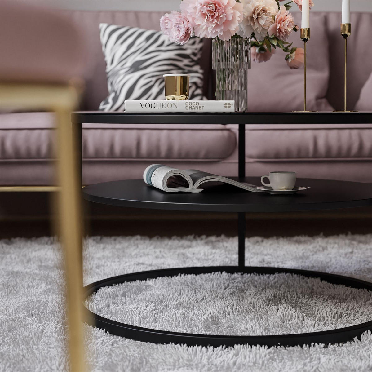 COUCHTISCH CIRI GLASS mit Regal - Weiß, Glas (70/70/47.4cm) - Lookway