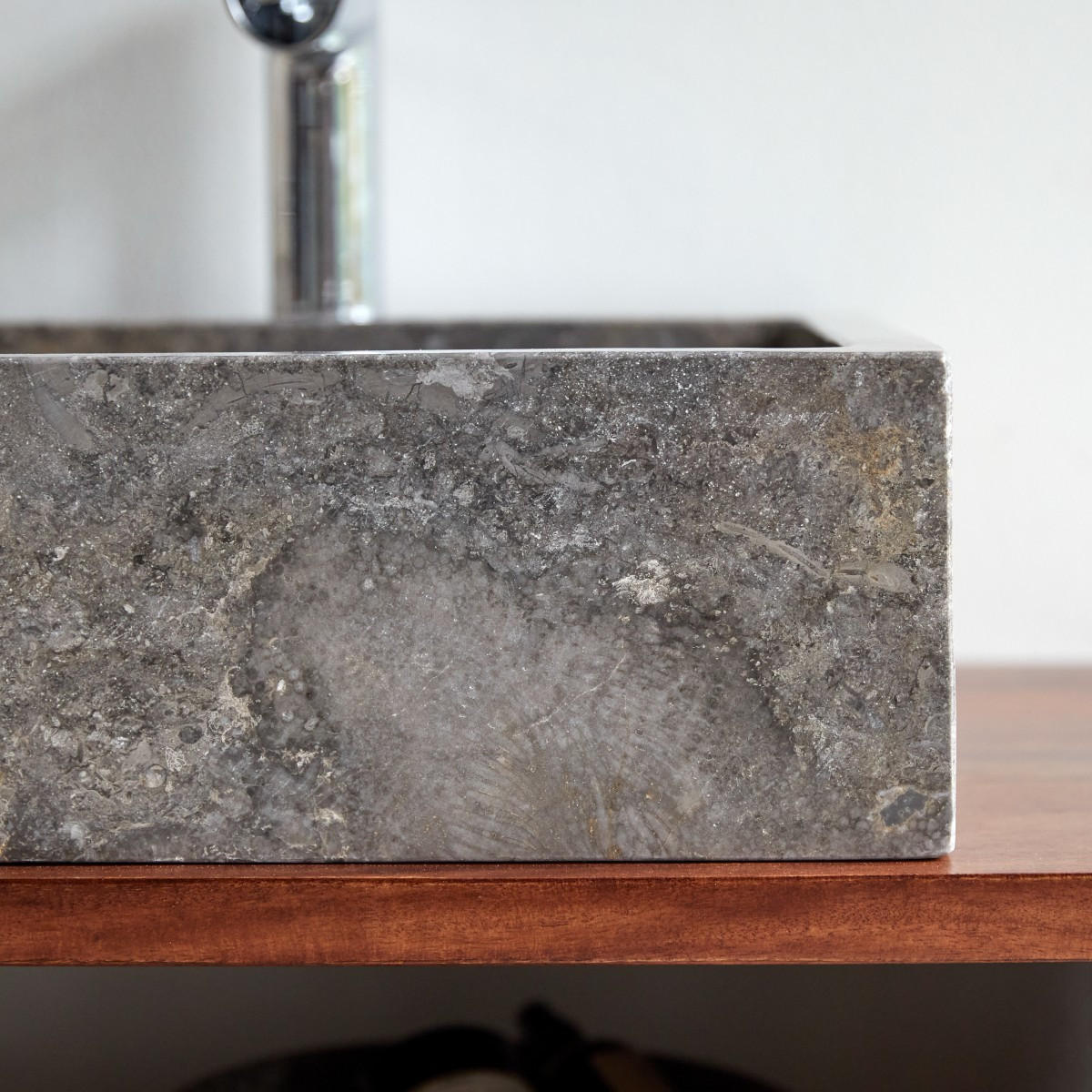 WASCHBECKEN Slats Grau aus Marmor - Grau, Stein (41/14/41cm) - Tikamoon