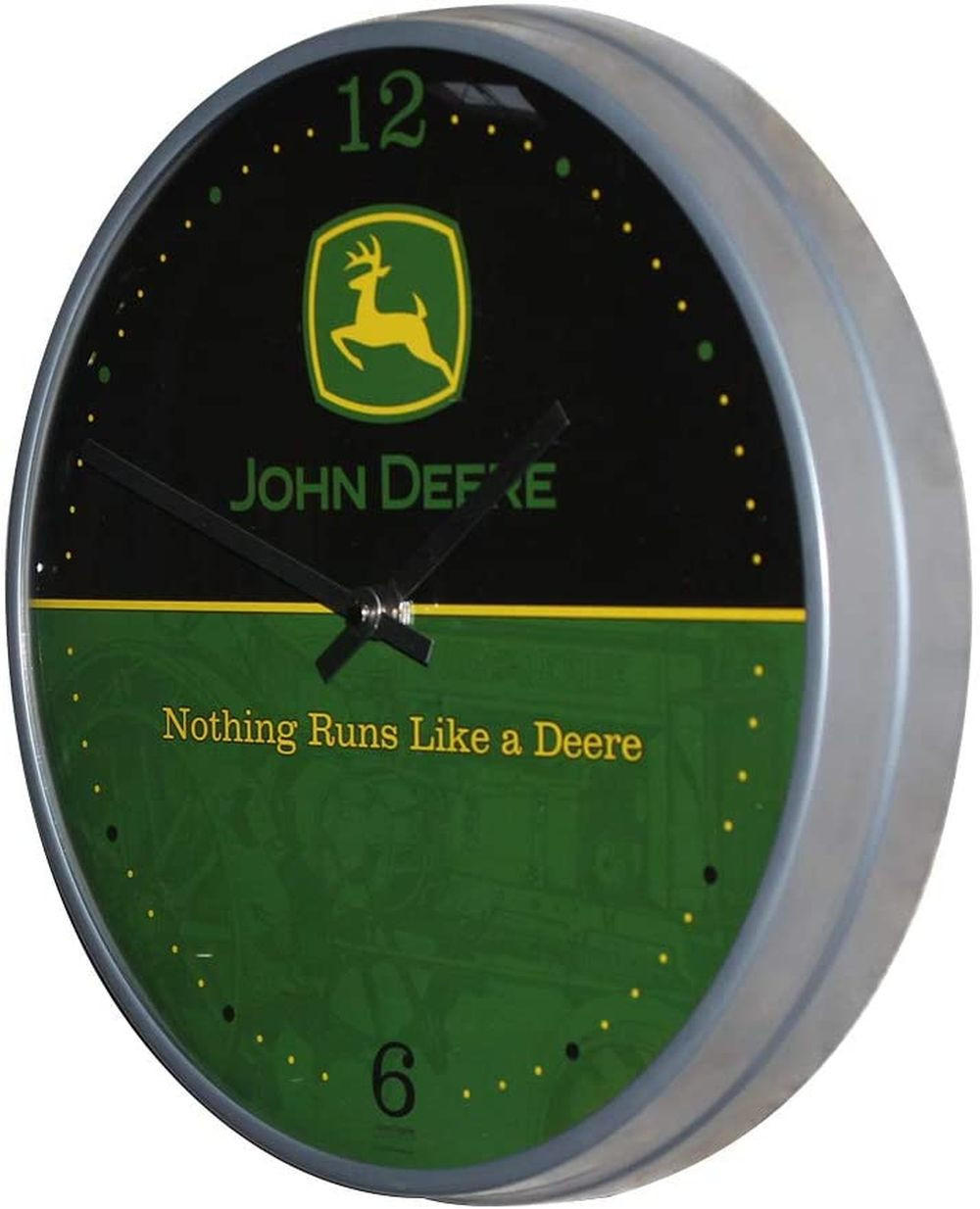 WANDUHR 31 cm John Deere Logo Black and Green - Dunkelgrün/Schwarz, Metall (31/31/5cm) - Nostalgic-Art