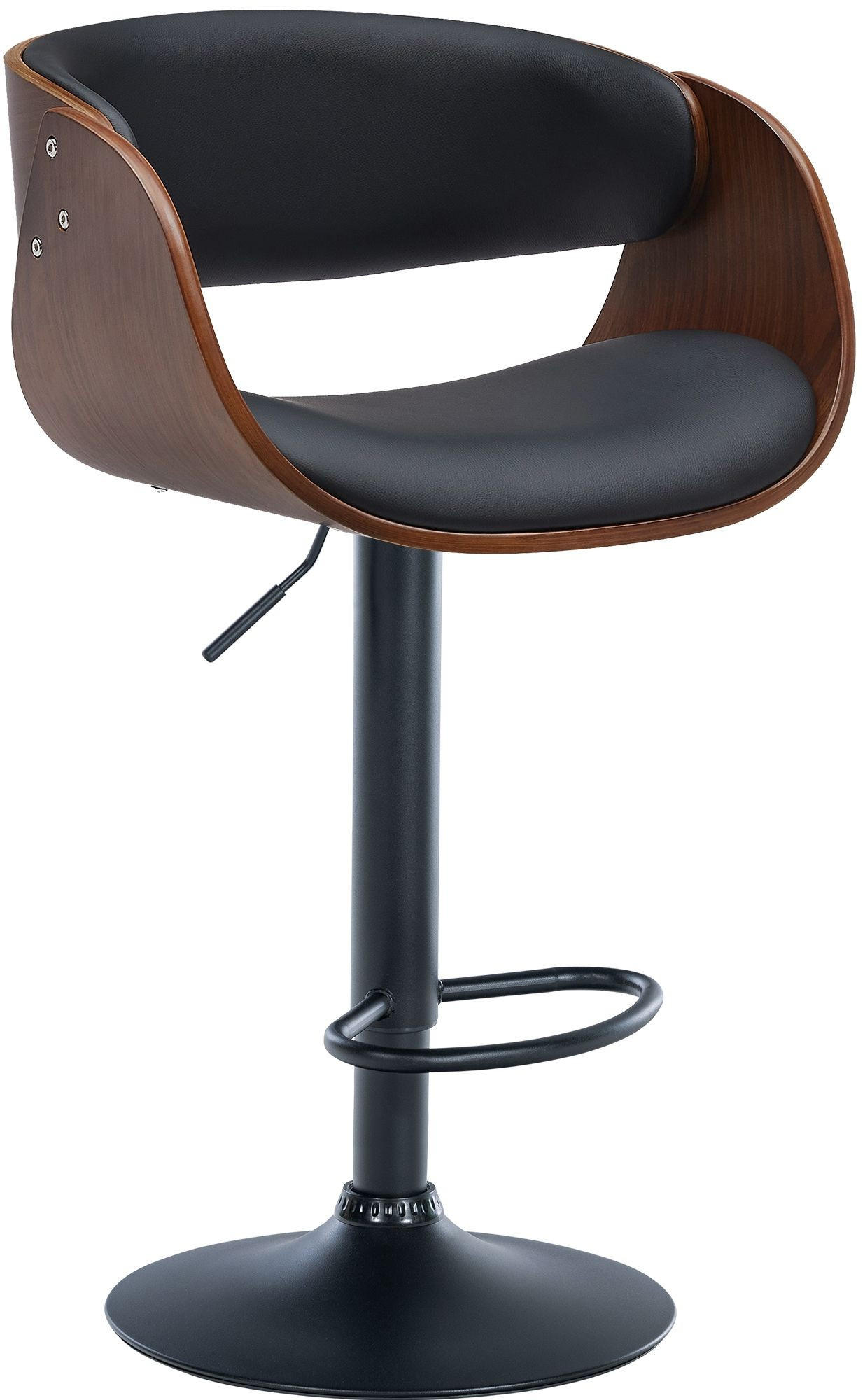 BARHOCKER Portmore 52x52x87-108 cm Walnuss/Schwarz - Nussbaumfarben, Leder (52/87/52cm) - furnicato