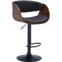 BARHOCKER Portmore 52x52x87-108 cm Walnuss/Schwarz - Nussbaumfarben, Leder (52/87/52cm) - furnicato