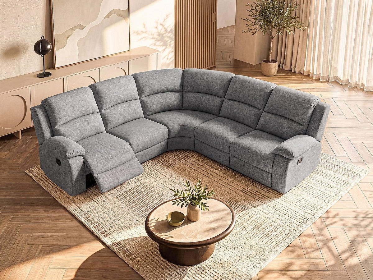 RELAXSOFA - 5 Personen - stoff - grau Rieti - Grau, Textil (229/100/229cm) - Vente-Unique