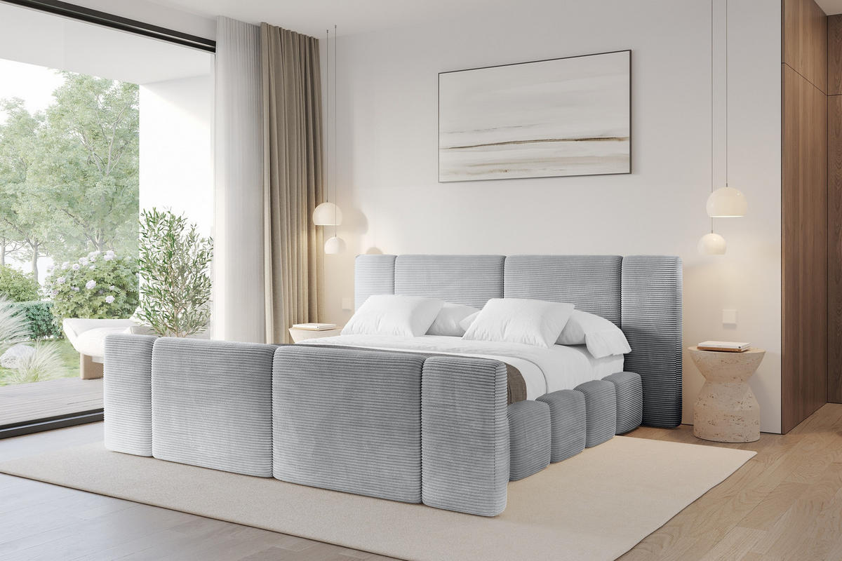 POLSTERBETT mit Bettkasten, Fußteil und Lattenrost, Bett mit Matratze H3/H4 - NILO-Z 200x200 Grau - Anthrazit, Holzwerkstoff/Textil (200/200cm) - ALTDECOR