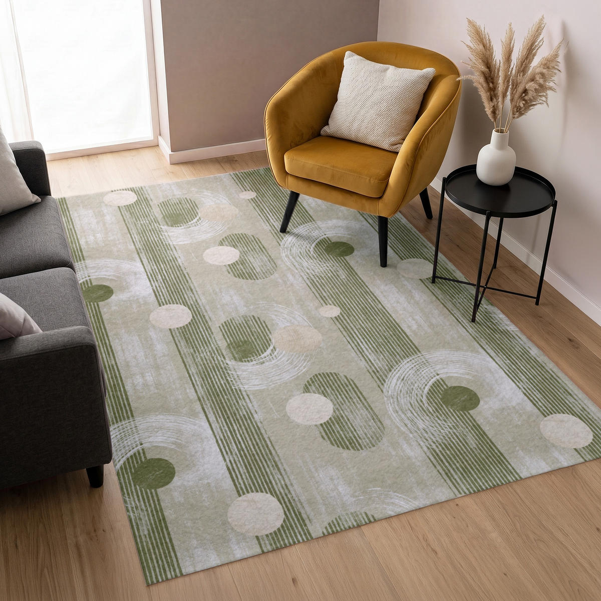 KOBERCE - Umelecké - Moderné - Zelené - 140x200 cm - olivovozelená, textil/plast (140/0.4cm) - OnlyWow