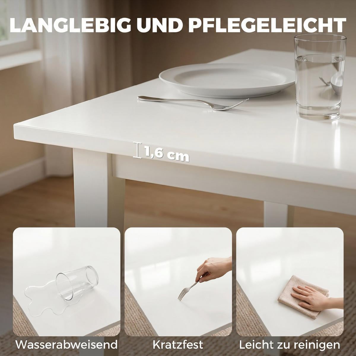 ESSTISCH Creme 180/90/76 cm - Creme, Holz/Holzwerkstoff (180/90/76cm) - PANGIVO