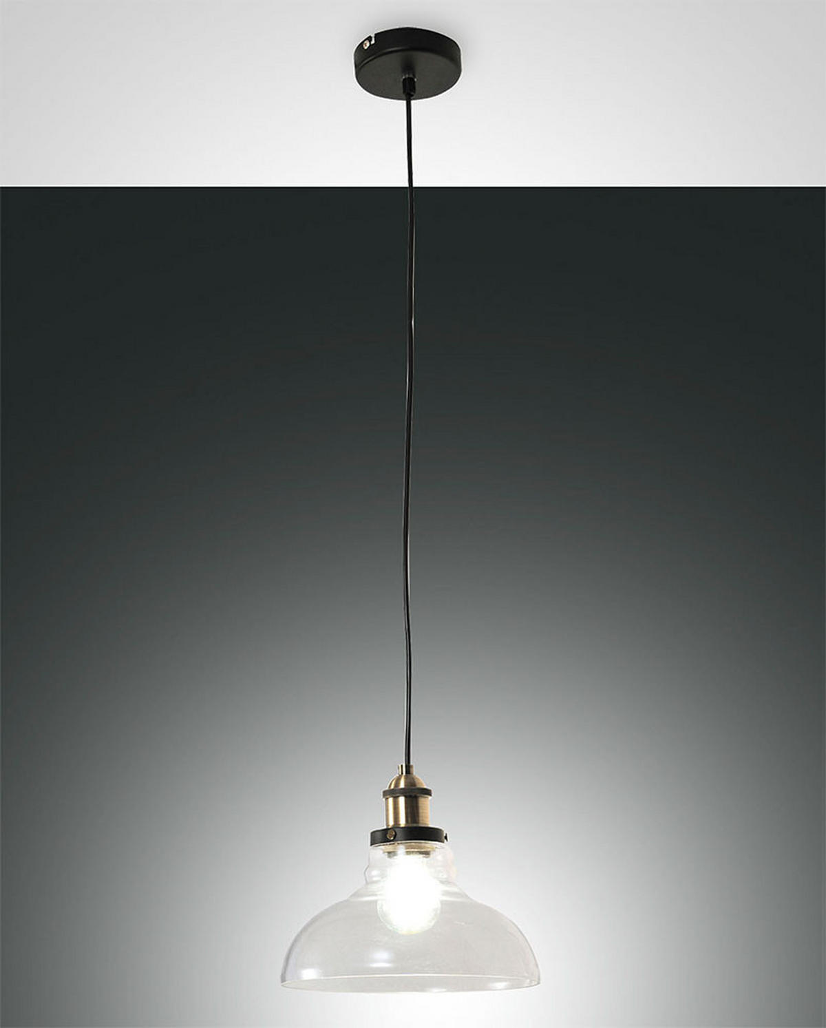 HÄNGELEUCHTE Pendellampe Schwarz Transparent - Klar, Glas (25/25/200cm)