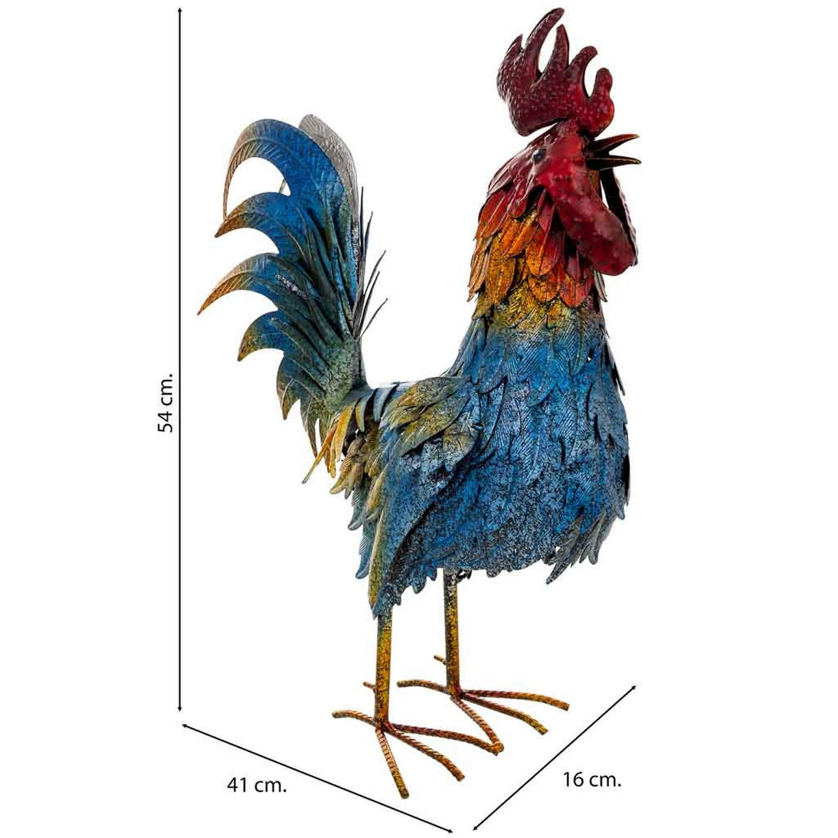 HAHNFIGUR aus metall 41x16x54cm - Blau, Metall (41/54/16cm) - Wanderlust