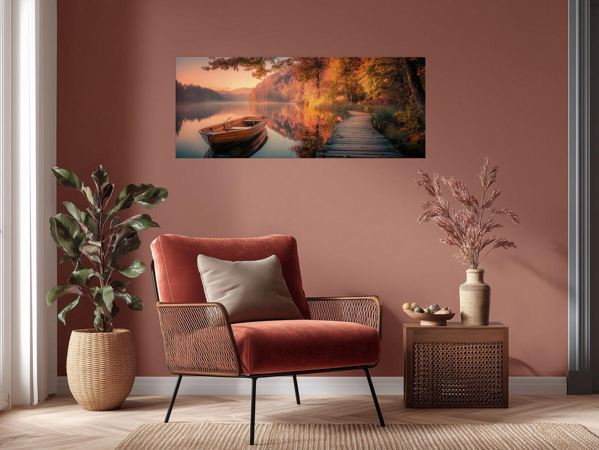 GLASBILD 125x50 cm See Landschaft - Beige, Glas (125/50cm) - artissimo