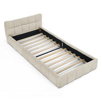 KINDERBETT Polsterbett 90/200 cm aus Chenille mit quadratischem Steppdesign Beige - Beige, Kunststoff (90/200cm) - Modenvie