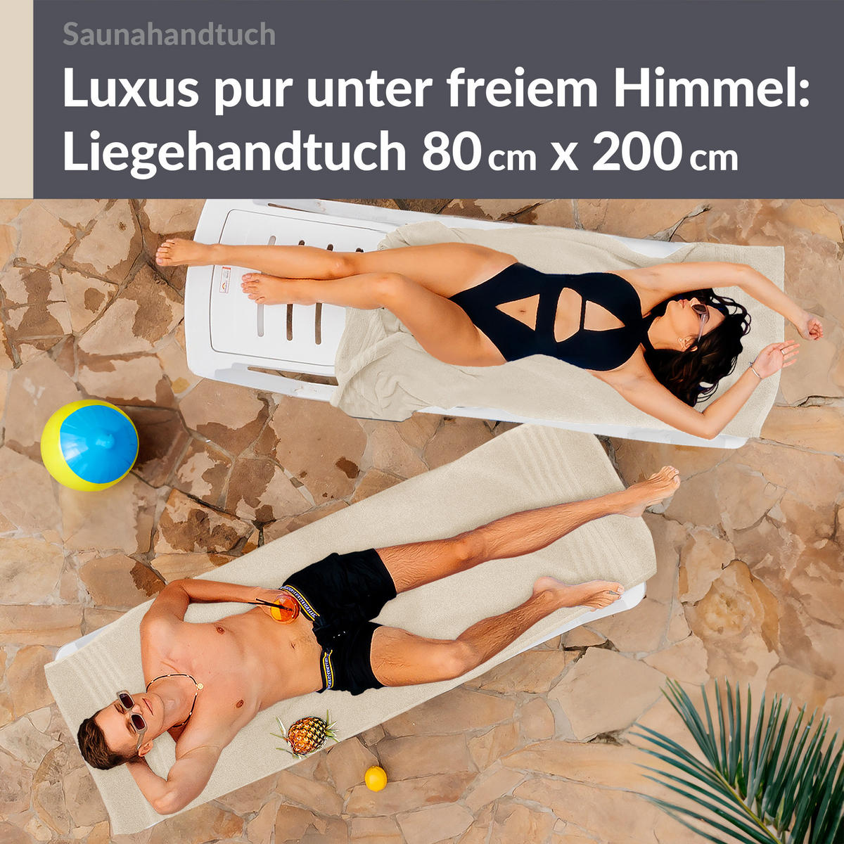 SAUNATUCH 80x200 cm 2er Set London Natur - Naturfarben, Textil (80/200cm) - Lashuma