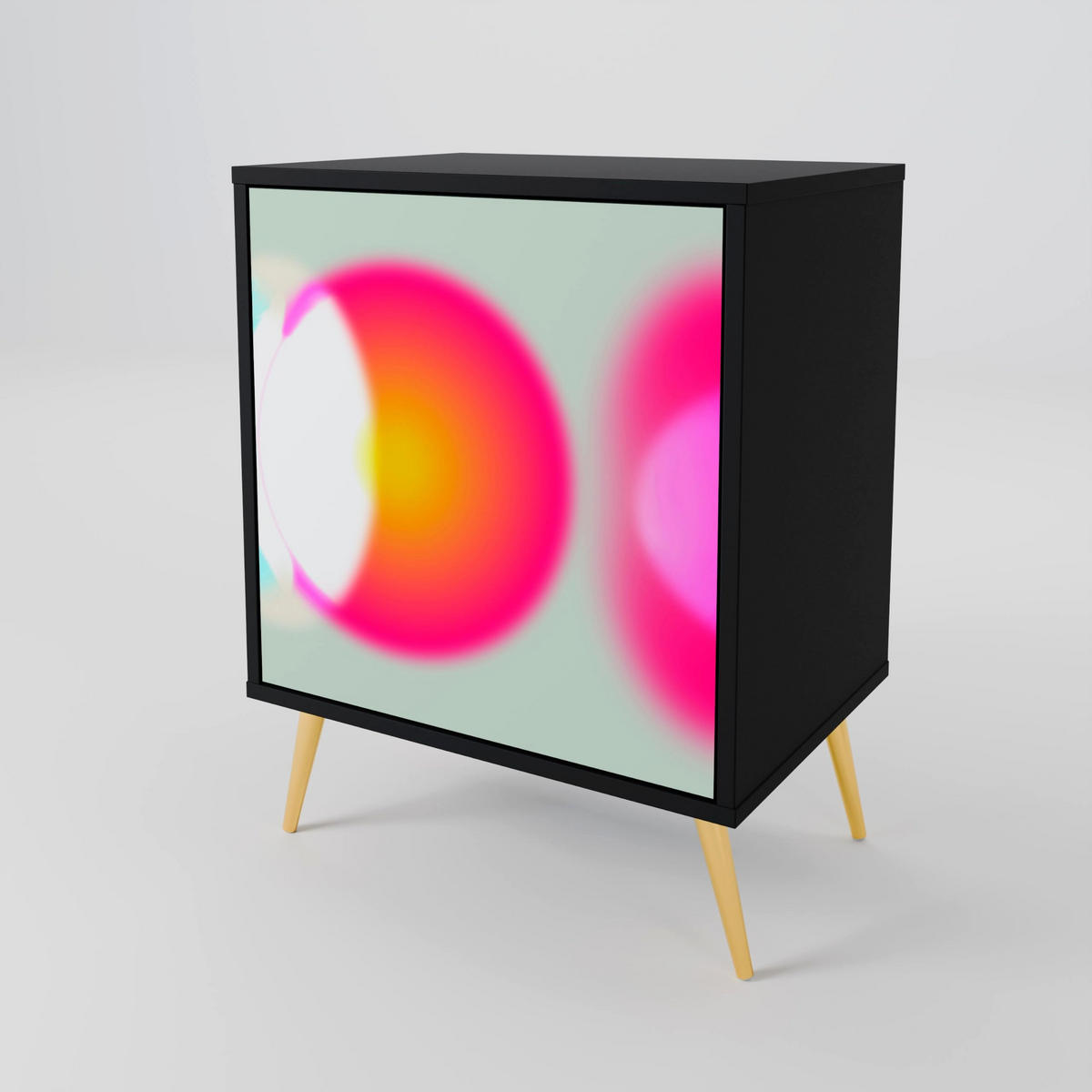 SIDEBOARD SYMPHONY OF COLORS, Schwarz, 57,5x42x67,5 cm, Schwarze Metall-Rahmenfüße - Multicolor/Schwarz, Holzwerkstoff/Metall (57.5/67.5/42cm) - SpaceRebels
