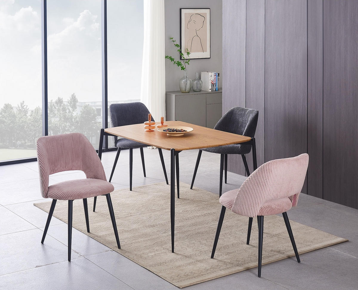 STUHL VICKY Rosa 2 Stück - Rosa, Textil/Metall (53/80/57cm) - B&D Home