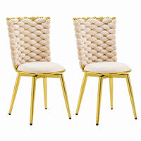 ESSZIMMERSTUHL 2er-Set Samt Beige mit goldfarbenen Metallbeinen - Beige, Metall (50.8/87.63/53.3cm) - Meubliv