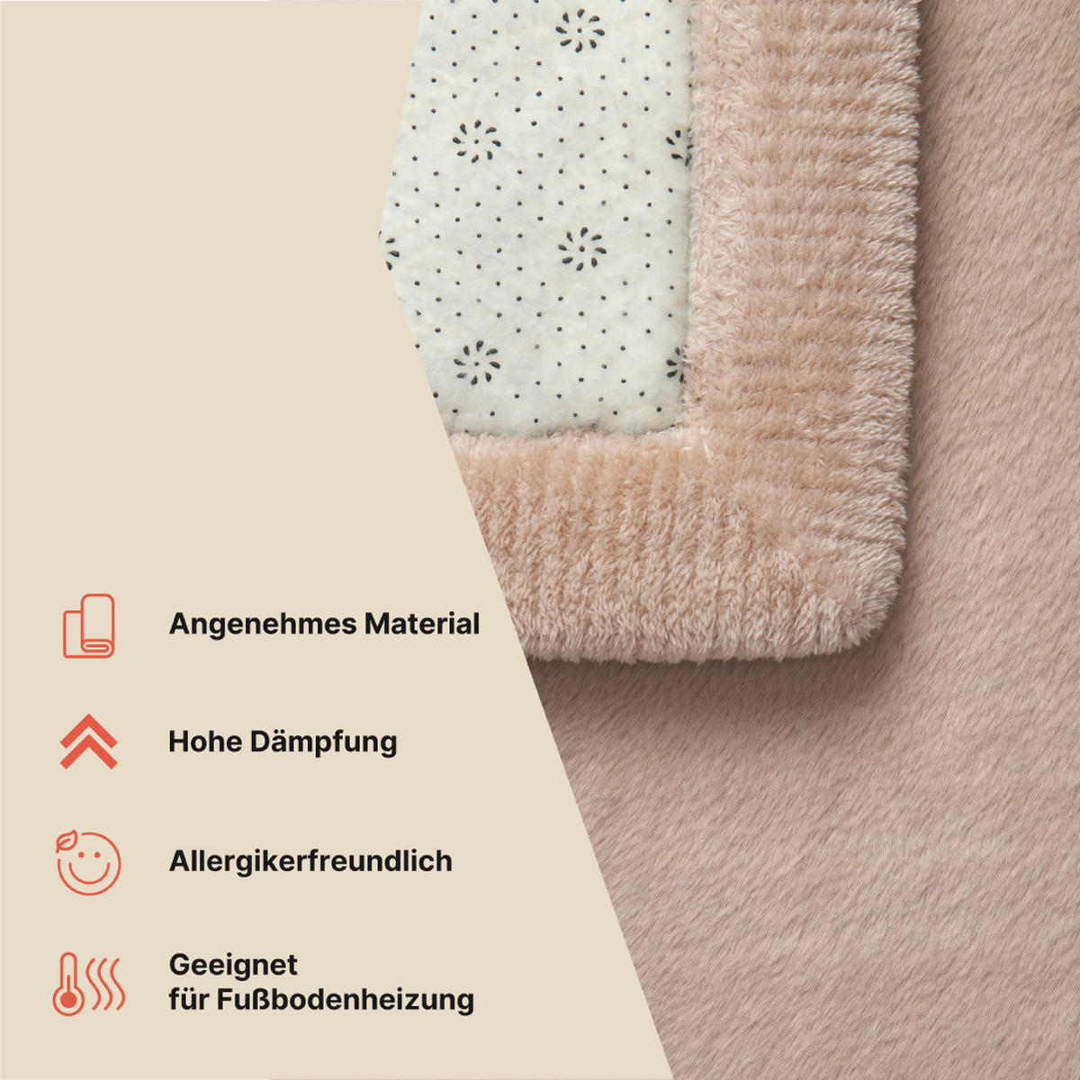 KINDERTEPPICH FLUFFIN beige kuschelig waschbar 120/170 cm - Beige, Textil (120/170cm) - Tapiso