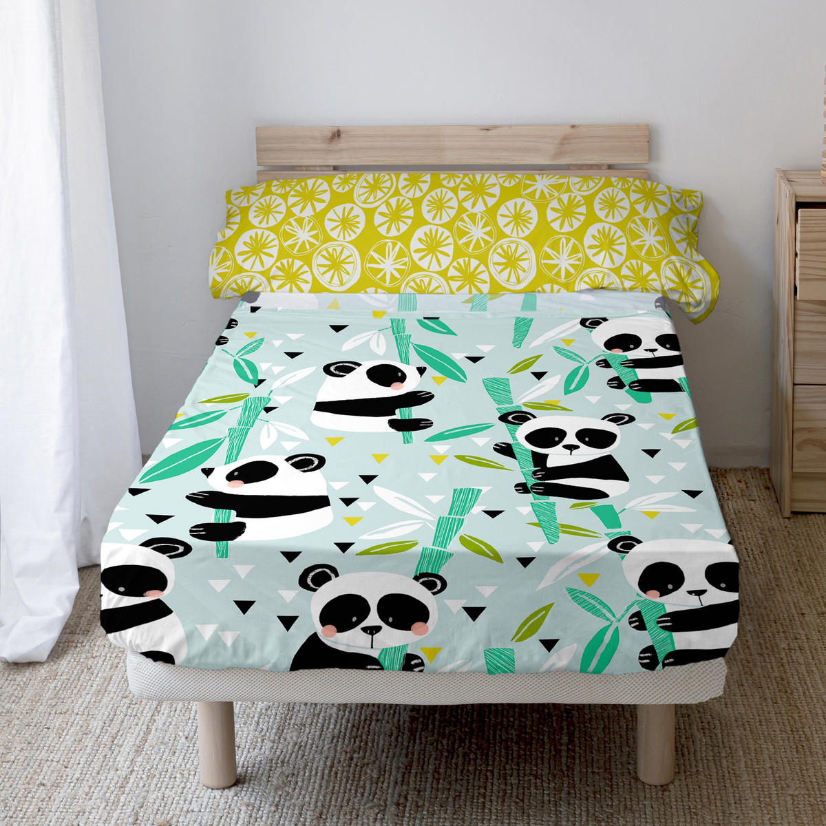 BETTWÄSCHE 2er-Set teiliges panda garden blue 180x270 cm blau - Blau, Textil (180/270cm) - Happy Friday