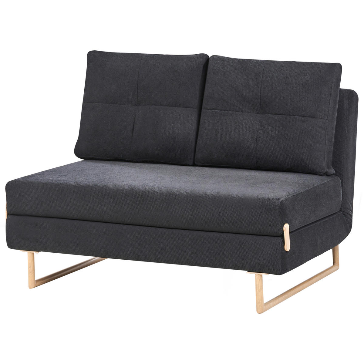 SCHLAFSOFA 2-Sitzer Stoff Schwarz Jerslev - Hellbraun/Schwarz, Textil (120/87/84cm) - Beliani