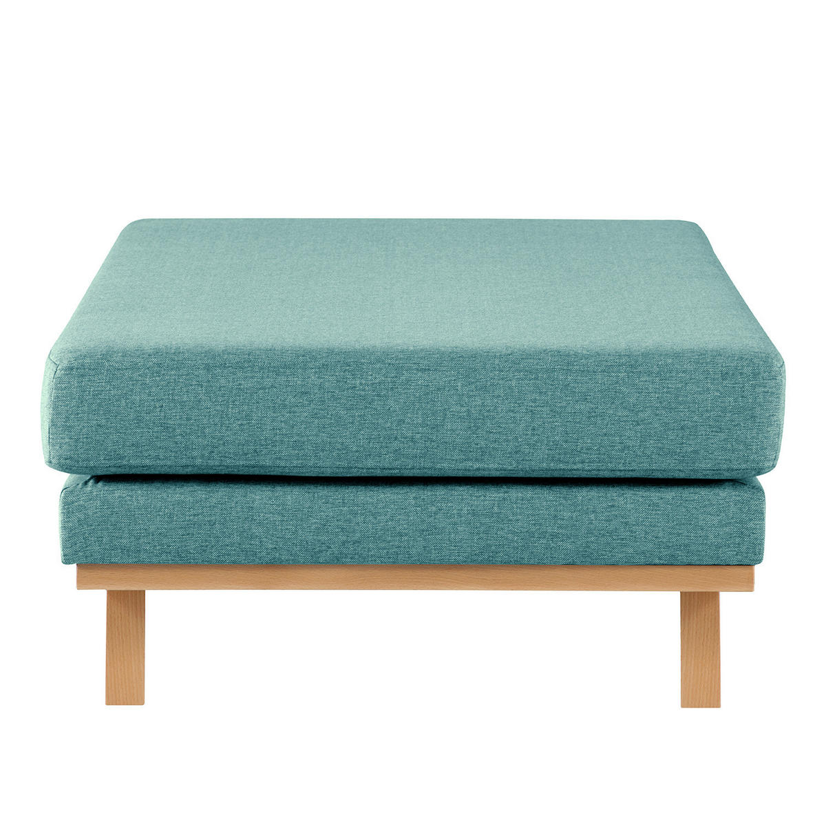 POLSTERHOCKER - Buchefarben/Petrol, Buchenholz/Textil (85/43/60cm) - home24