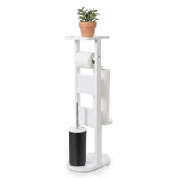 WC-SOUPRAVA bílá bambus s poličkou 80 cm - bílá, dřevo/kompozitní dřevo (30/80/18cm) - Relaxdays