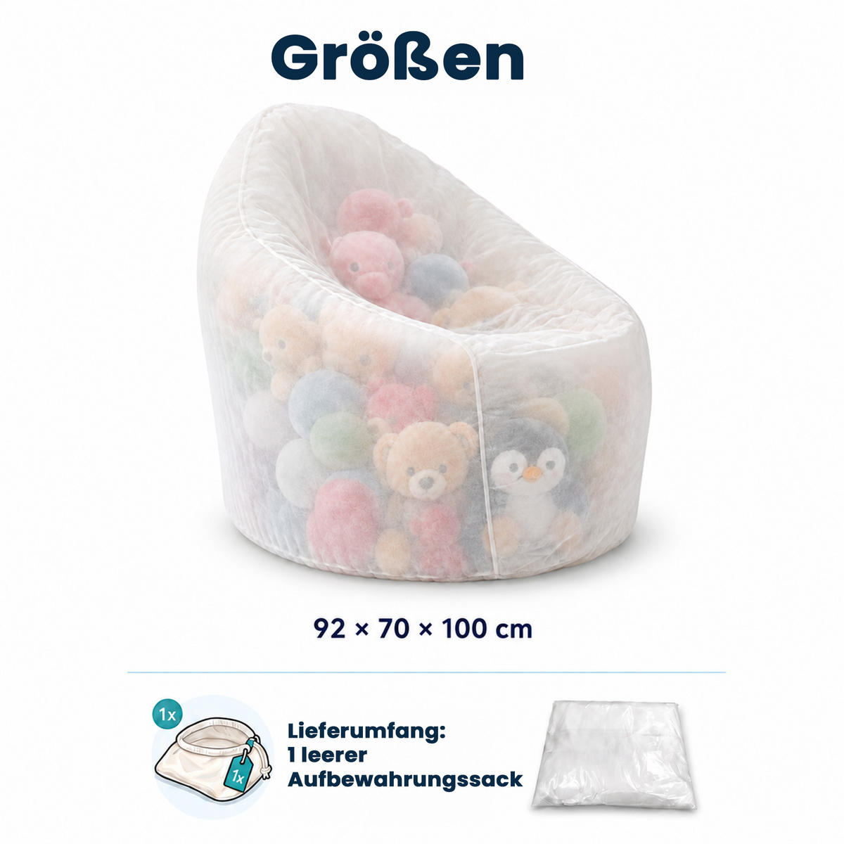 BEZUG Comfii Weiß 60/60/60 cm Vigofil 100 g/m² - Weiß, Textil (92/70cm) - Dreamroots